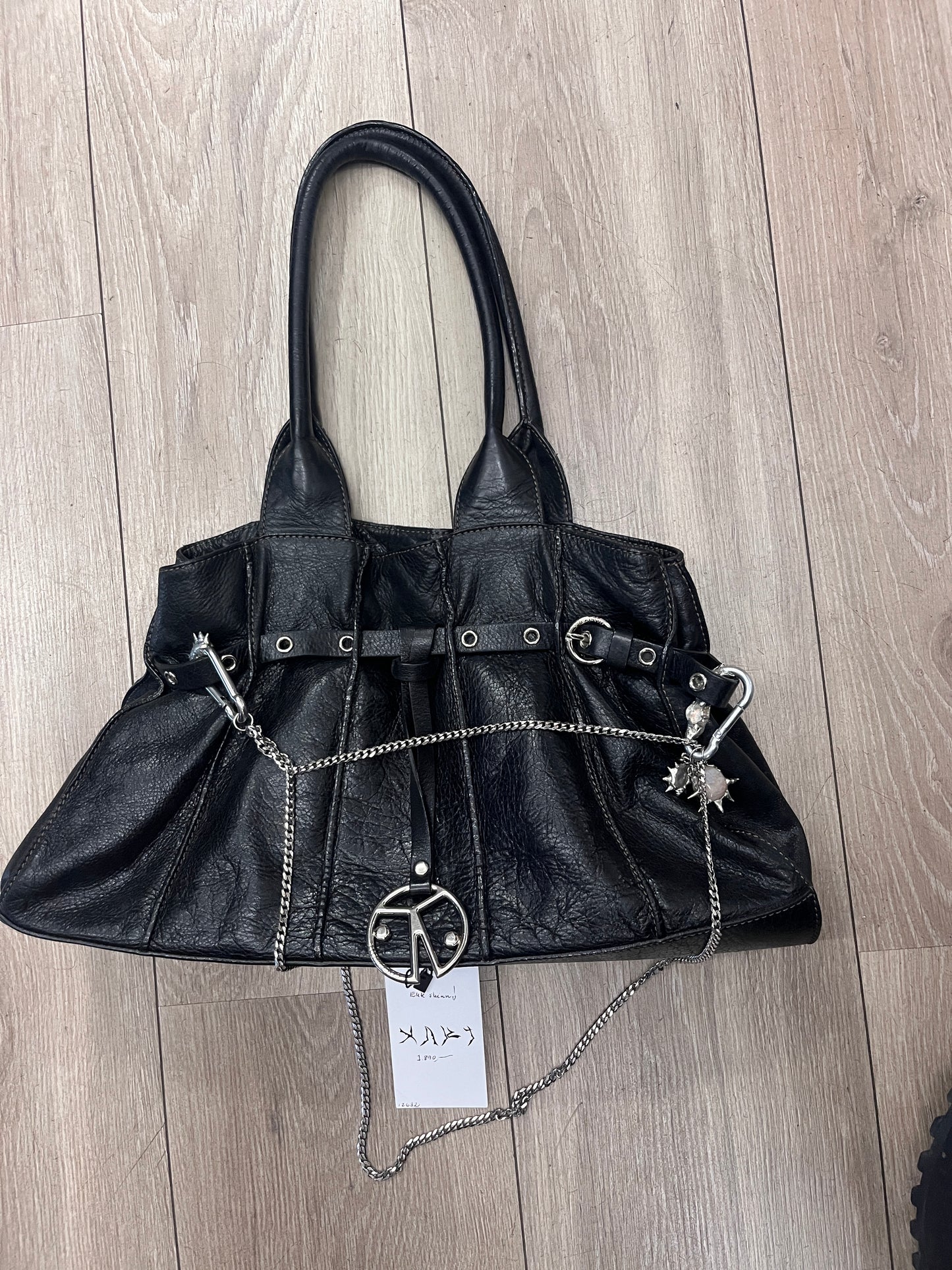 Black Slouchy Leather Shoulder Bag #12632