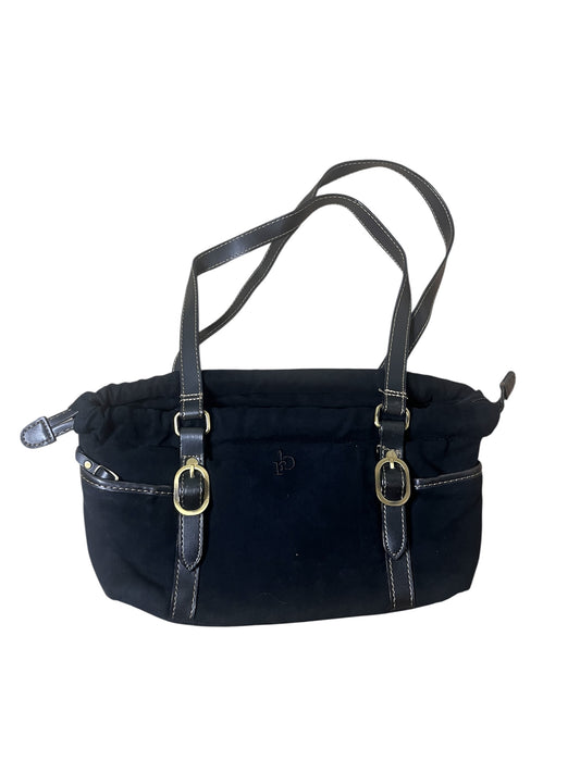 Roccobarocco Black Nylon Shoulder Bag with Leather Trim #11608
