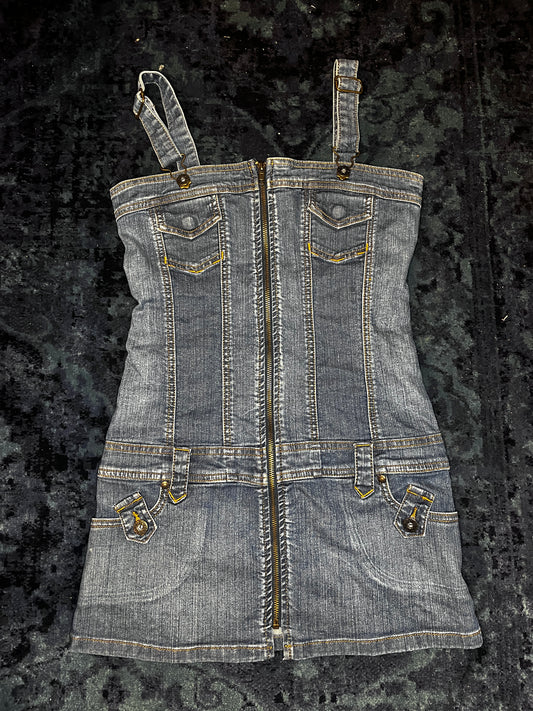denim corset-style dress #9775