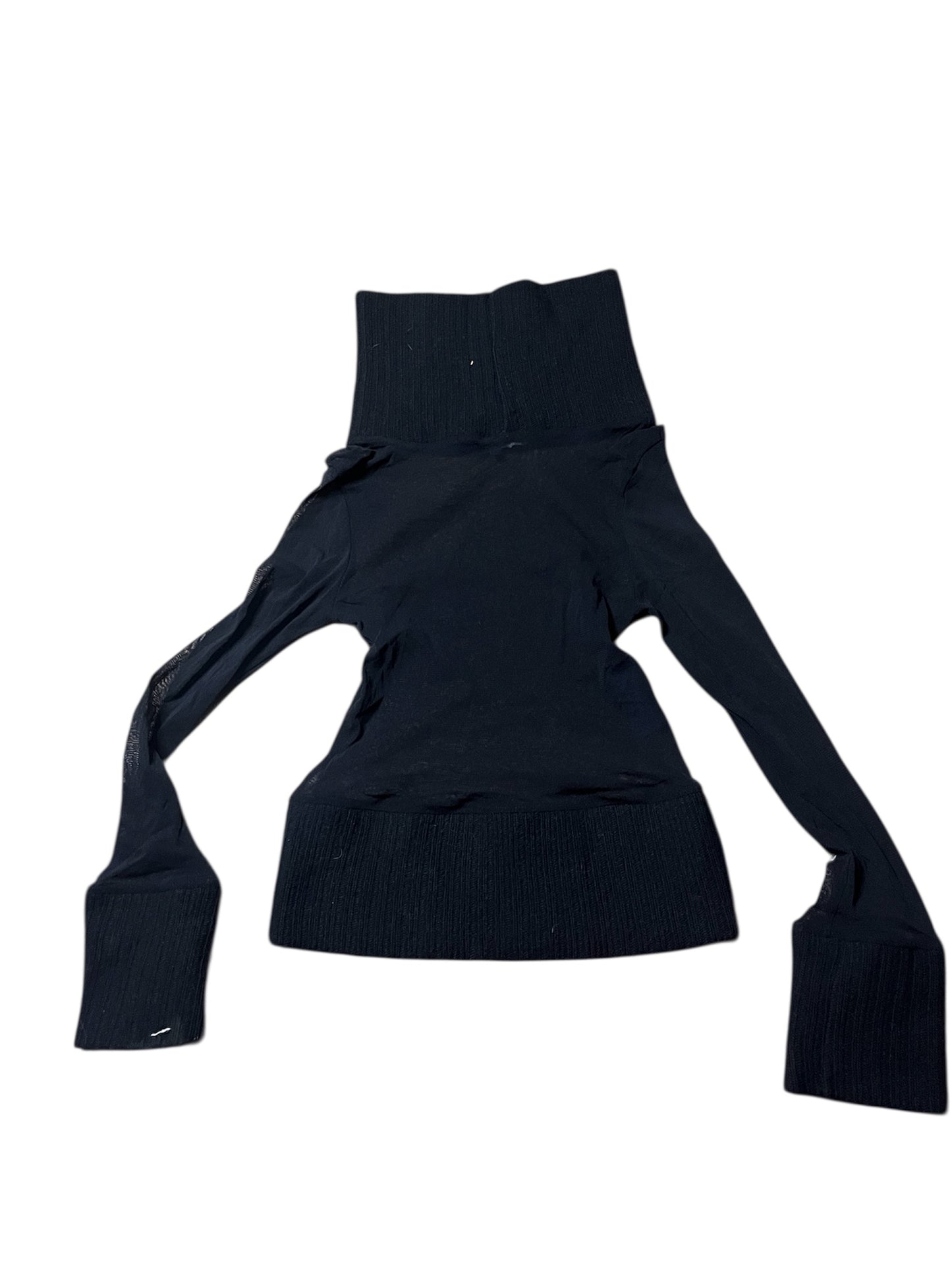 Black Sculpted High Neck Knit Top #12029