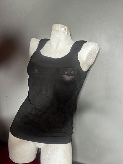 Black Baroque Flocked Corset Tank #11088