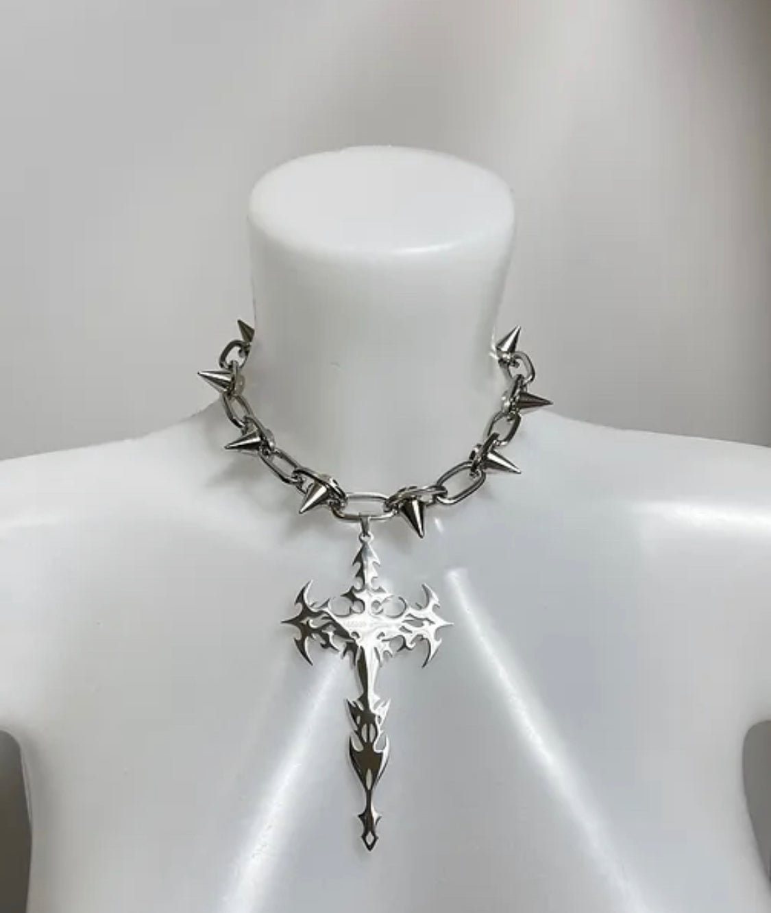 666999 Thorns x Extra large cyber Cross Choker #2578
