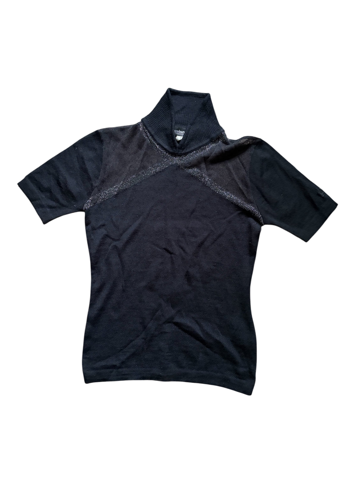 Roccobarocco Black Merino Wool Blend Turtleneck #13561