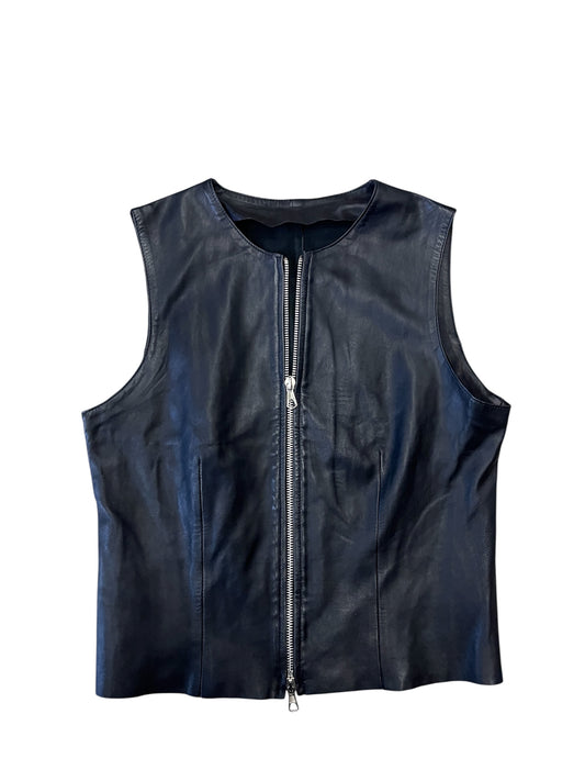 Minimal Leather Zip Vest #11846