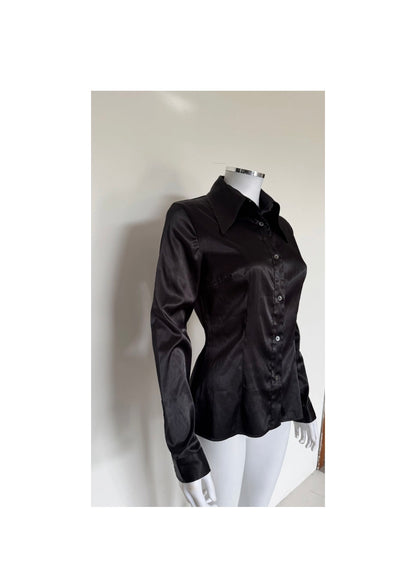 Vintage D&G Black Satin Fitted Shirt #13773
