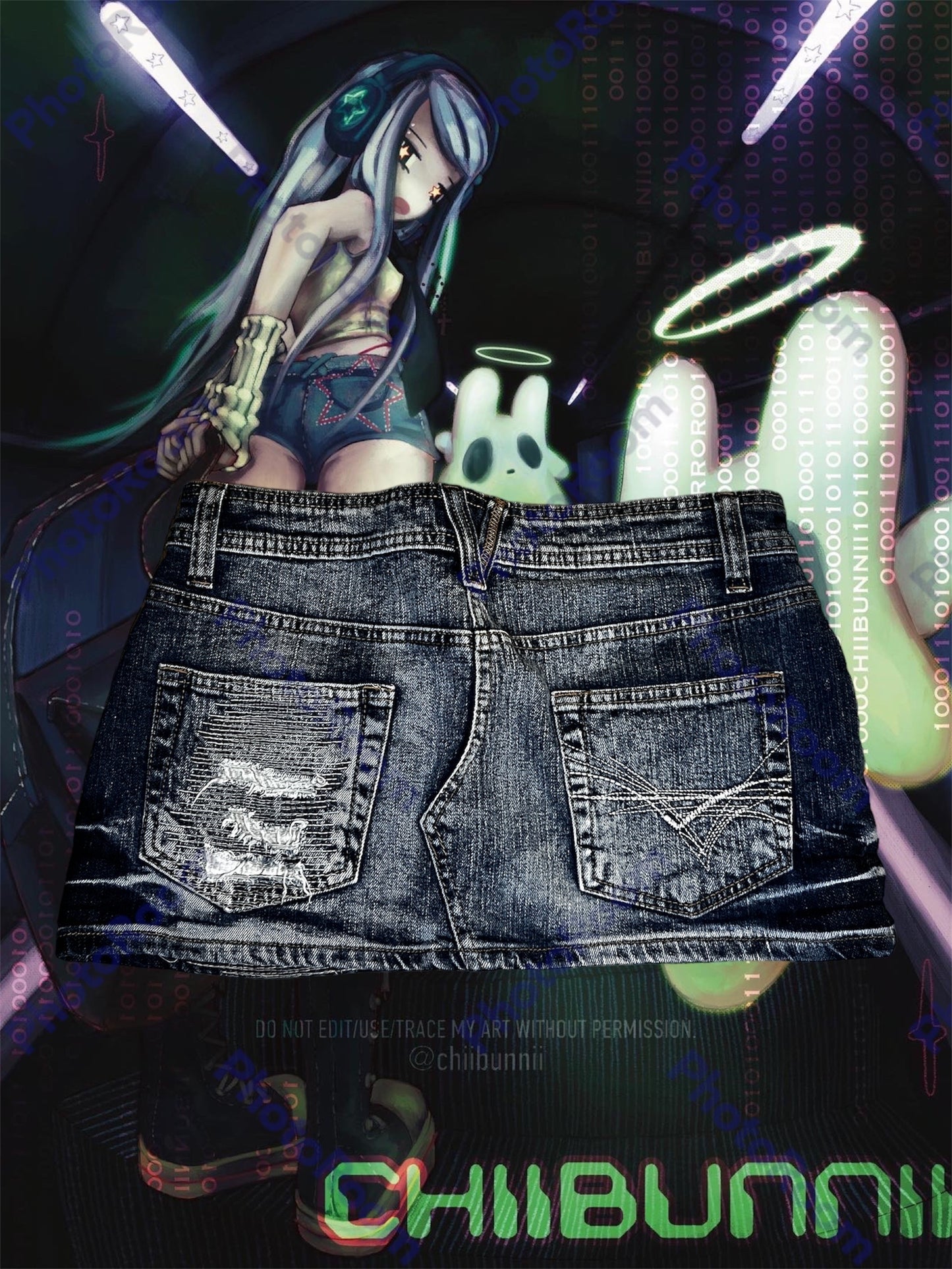 Denim Mini Skirt S #1870