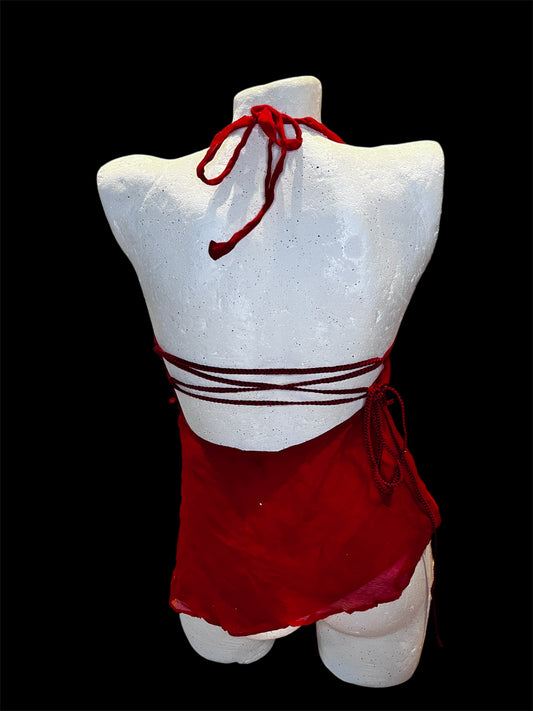 Red Sensual Silk Top #5978