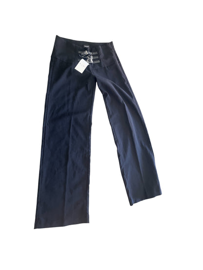 Black Low Waist Trousers with Belt Detail #12393