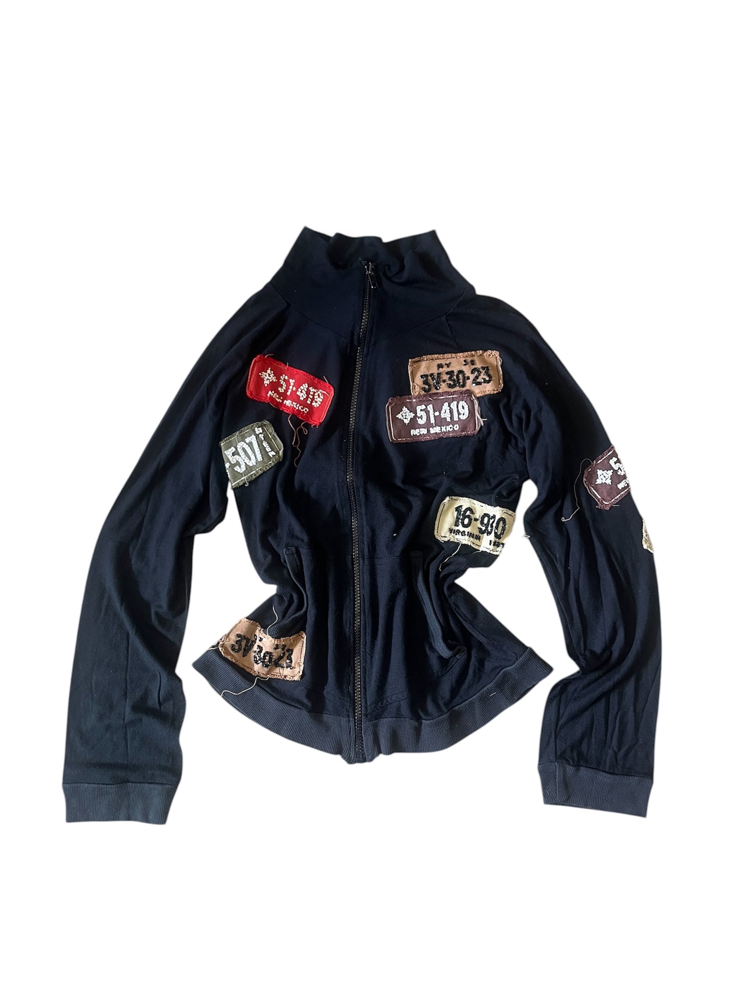 Y2K Patchwork Zip Hoodie #12057