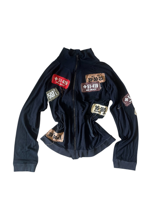 Y2K Patchwork Zip Hoodie #12057