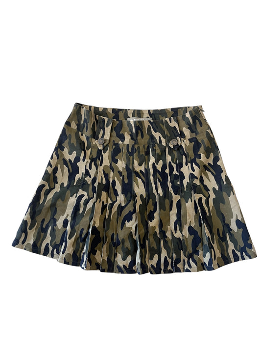 Camo Pleated Mini Skirt #12784