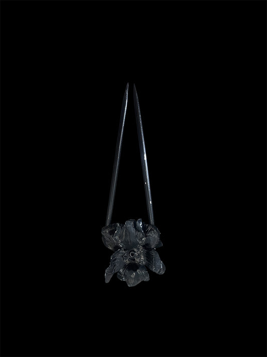 Black Bloom Hair Pin — #12885