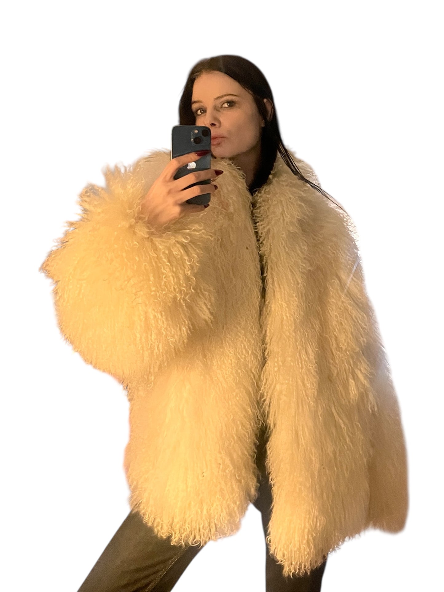 Short Mongolian Lamb Fur Jacket #11235