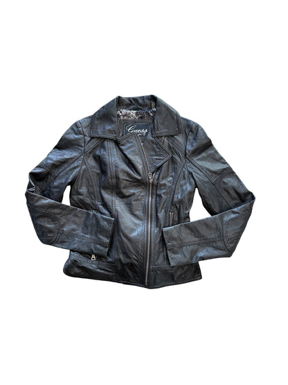 Guess Black Leather Biker Jacket #13253