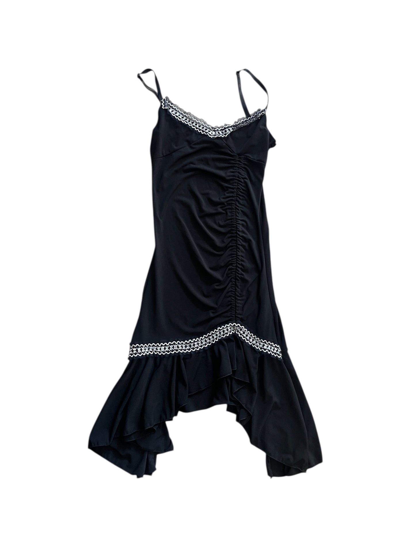 Asymmetric Black Layered Strap Dress #11983