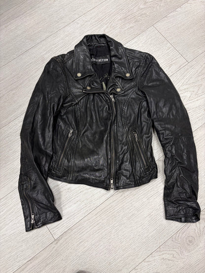 Freaky Nation Fitted Leather Biker Jacket #13325