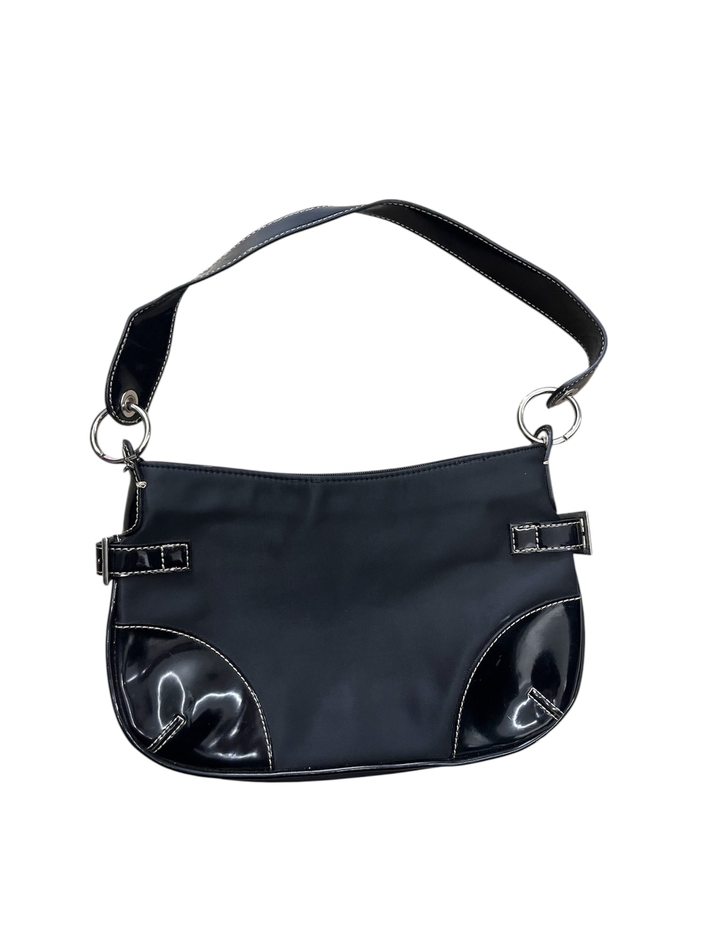 Y2K Black Shoulder Bag with Glossy Panels #11305