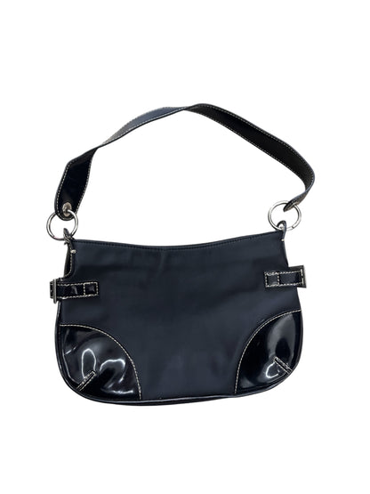 Y2K Black Shoulder Bag with Glossy Panels #11305