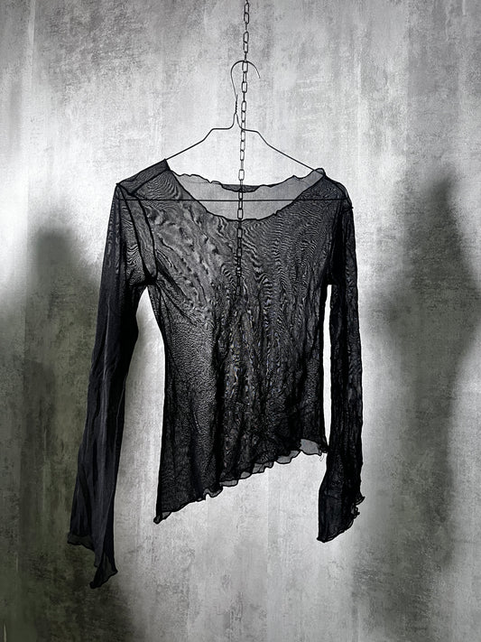 haunted fairy / witchy mesh / asymmetrical Y2K Ultra Sheer Top #10744