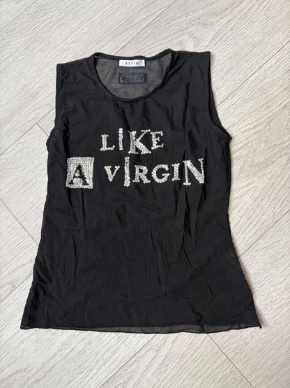 Extyn Y2K “Like a Virgin” Rhinestone Mesh Top #13210