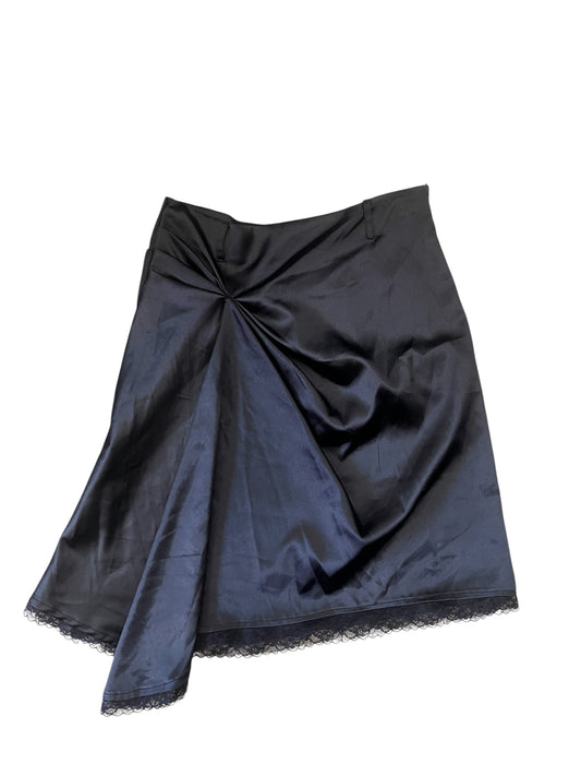 Italian Draped Satin Skirt with Lace Trim #11843