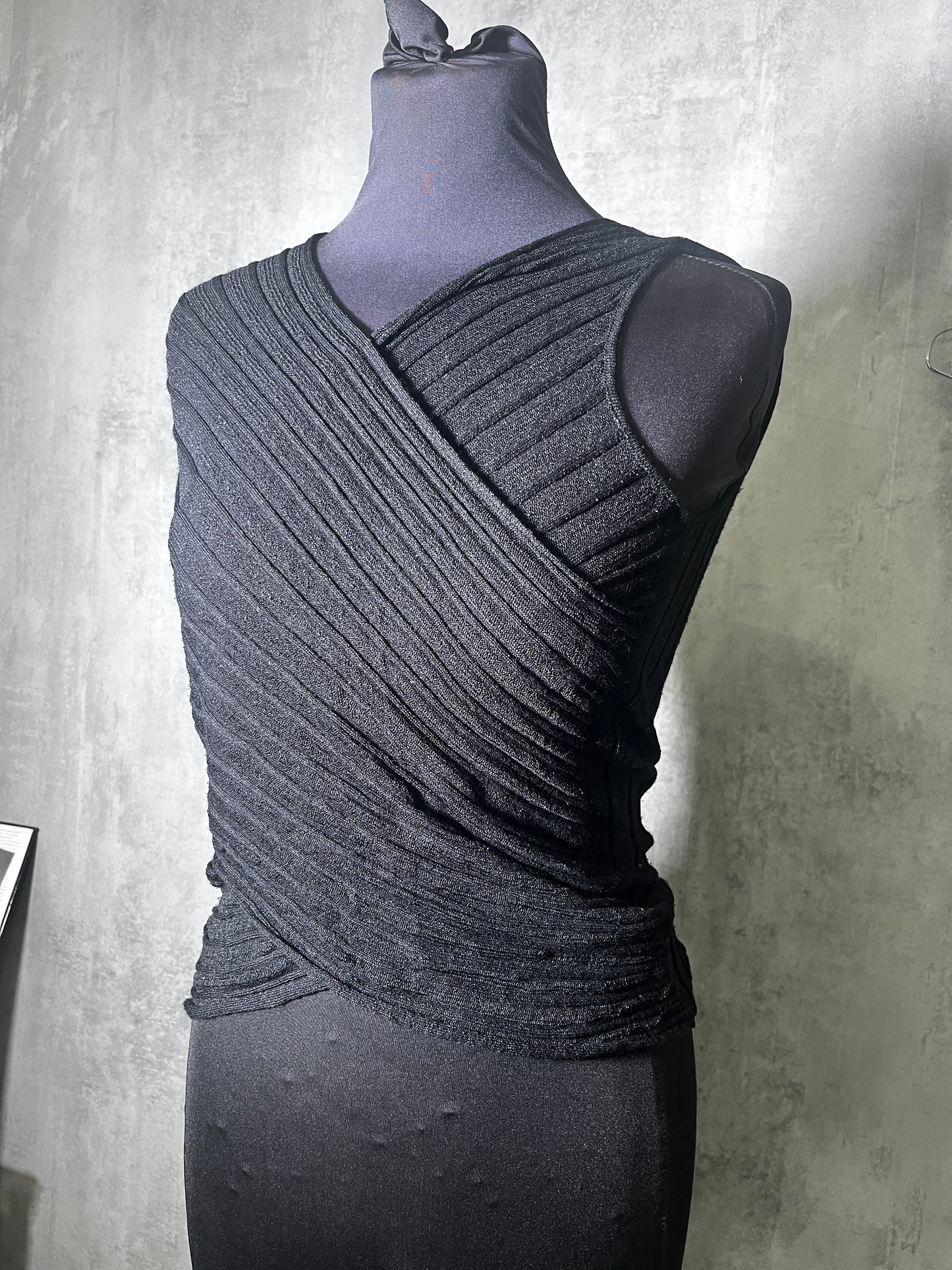 Black Asymmetrical Knit Top #10524