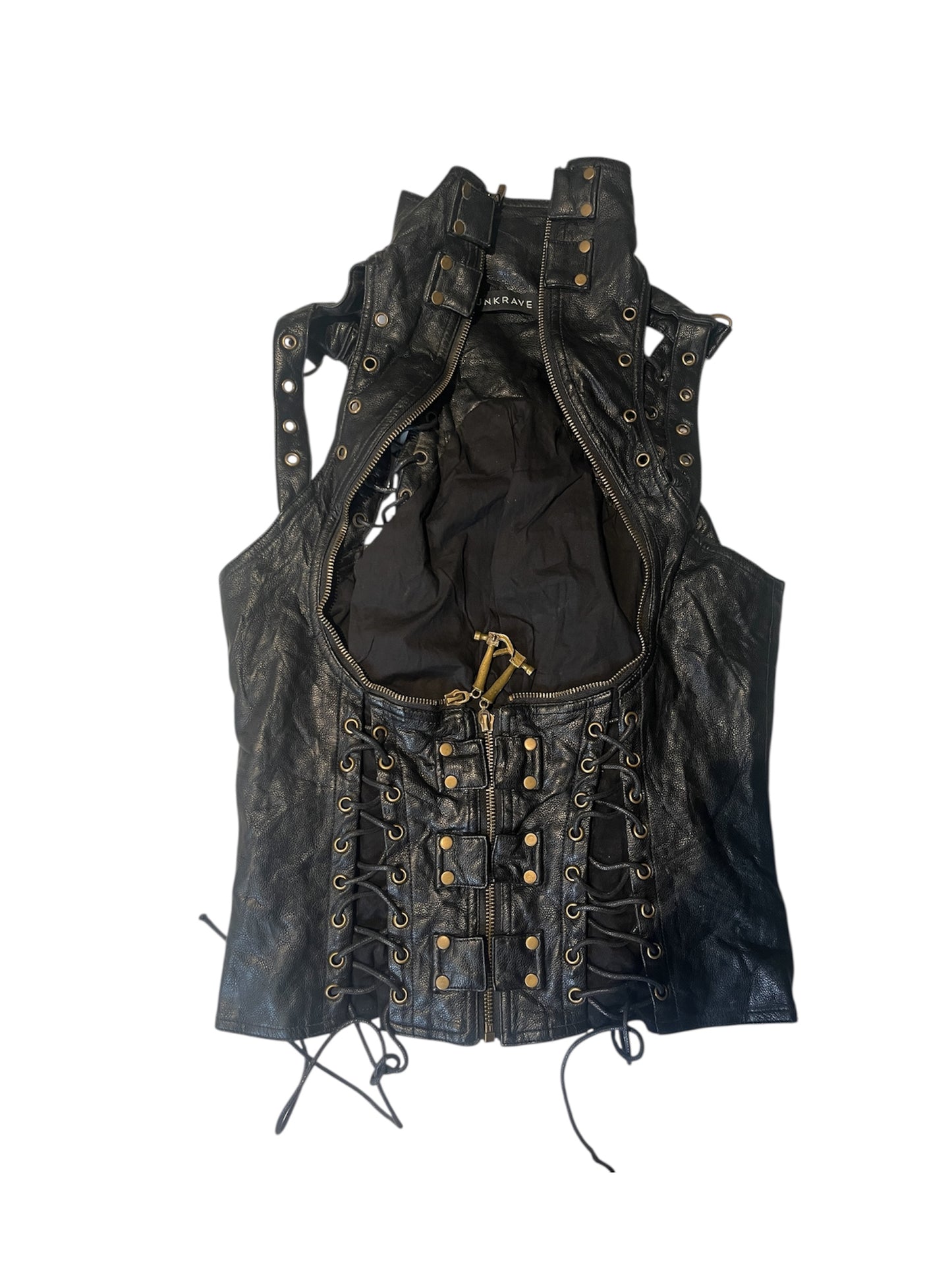 Punk Rave lace-up leather vest #11307