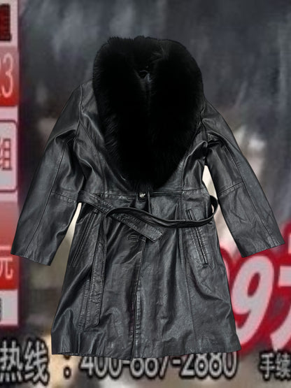 Fur Leather Coat #10377