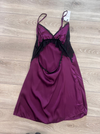 Silk Lace Slip Dress – Burgundy #12467