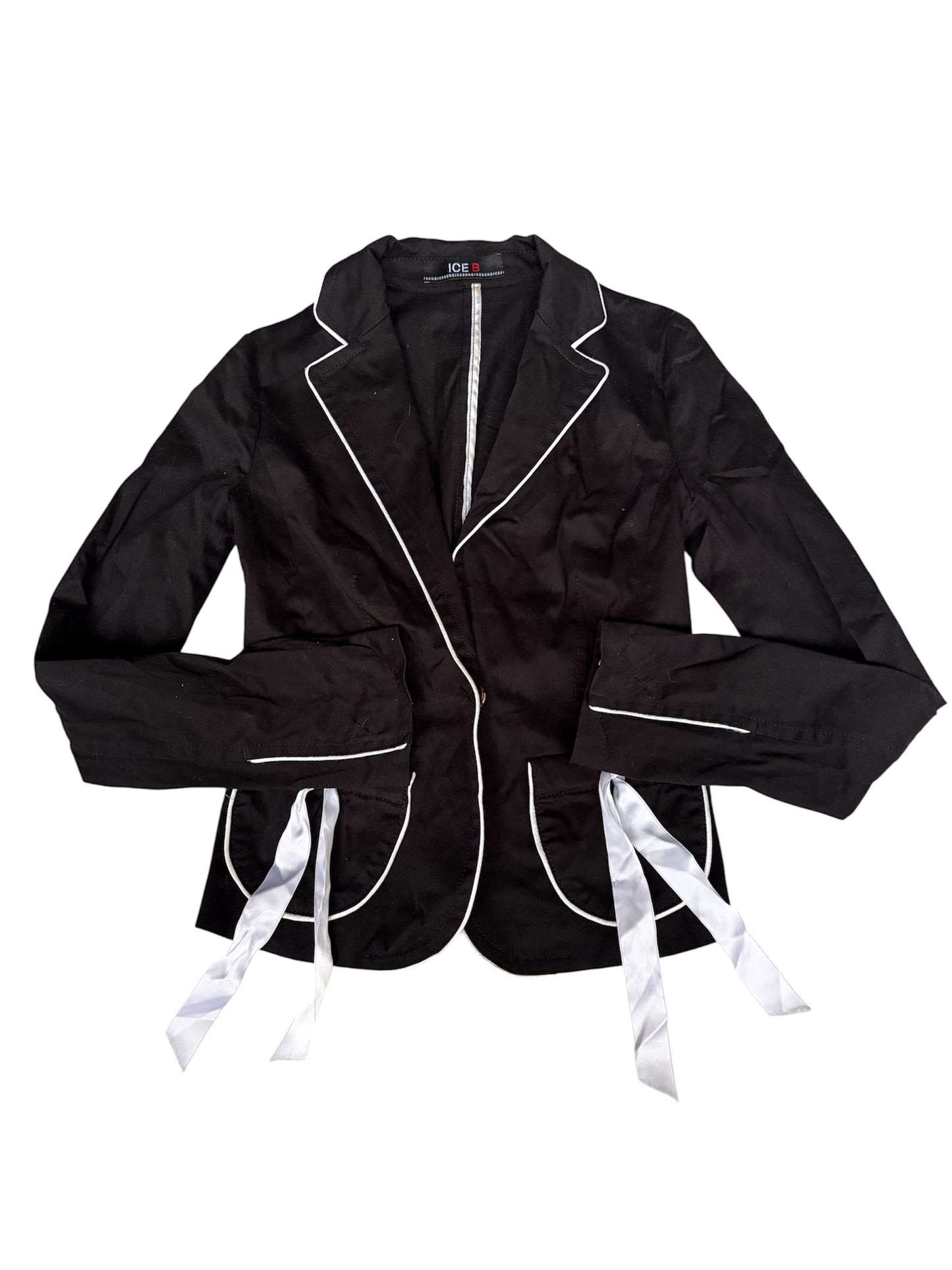 ICE B Contrast-Trim Ribbon Blazer #13167