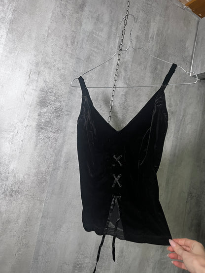 2000s goth–romantic / velour corset top #10742