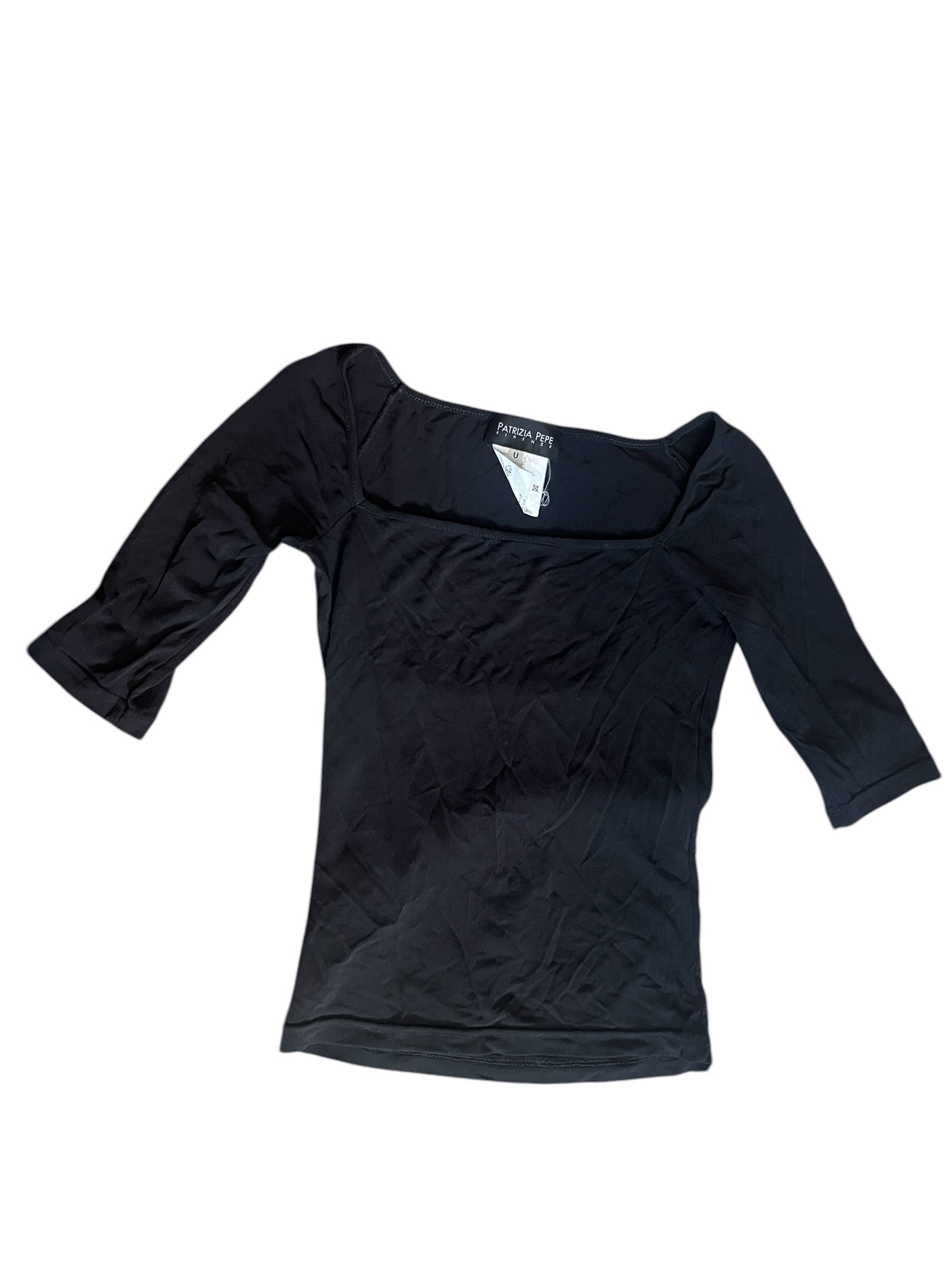 Patrizia Pepe Black Square Neck Top #12190