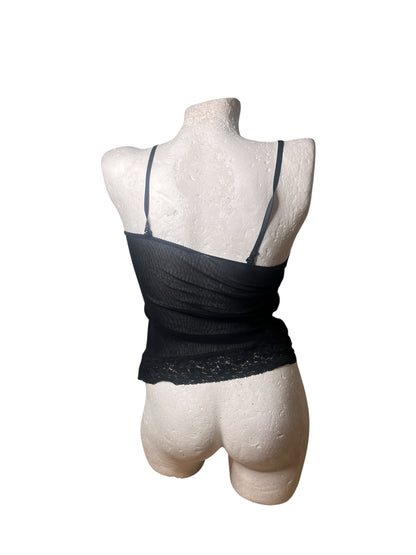 Black & Dusty Rose Lace Corset Top with Lace-Up Detail #11606