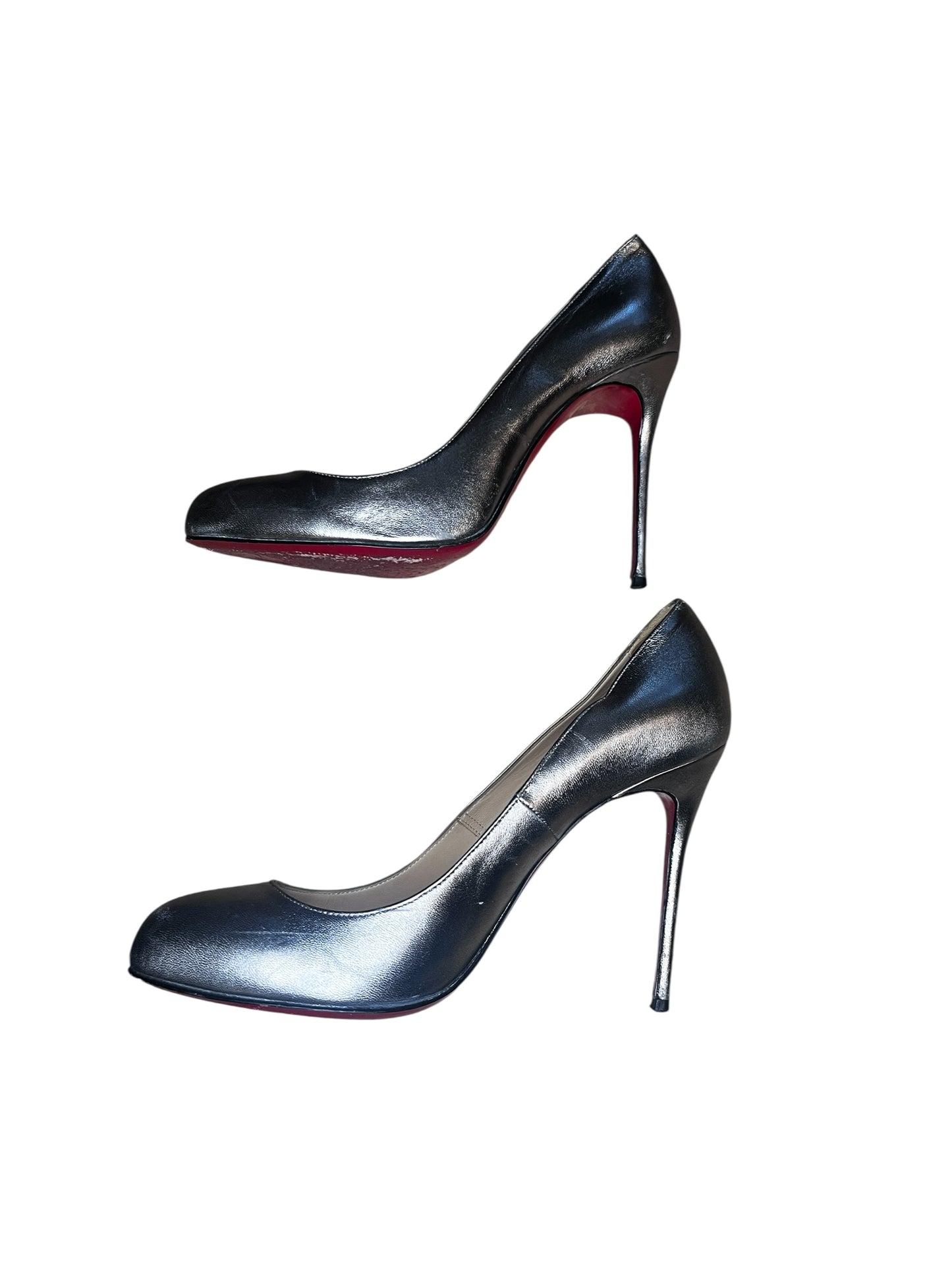 Christian Louboutin Metallic Silver Leather Pumps – Size 39 #9602
