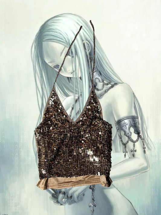 Gold Halterneck Top #8996