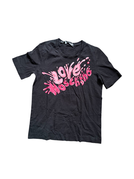 Love Moschino Black T-Shirt with Pink Splash Logo #13560