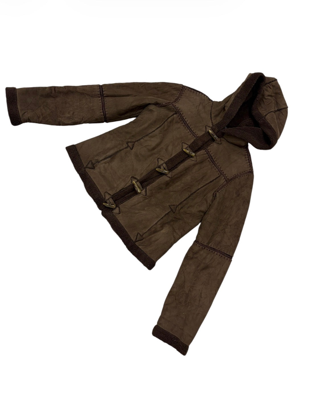 Vintage Morgan Hooded Faux Shearling Jacket #13340