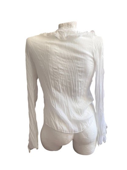 Sheer Lace Ruffle Blouse — Romantic #12192