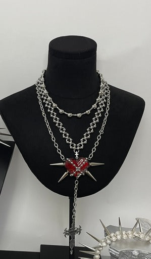Spiked heart necklase 666999 #2988