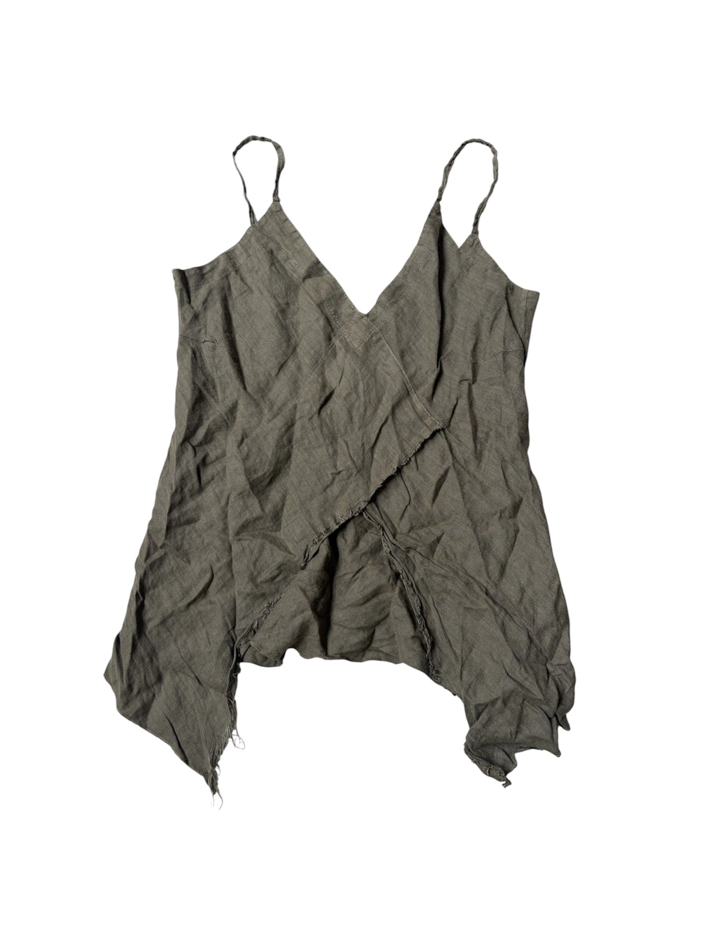 2139 Deconstructed Linen Asymmetric Top #13199