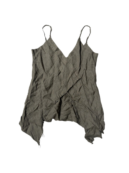 2139 Deconstructed Linen Asymmetric Top #13199
