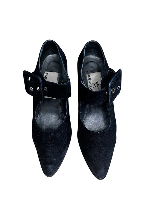 Vintage Pastalondra Black Suede Mary Jane Heels – Size 39 #9623