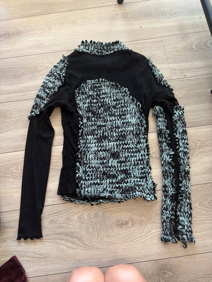 2000s Monica Magni Sequin-Embellished Patchwork Top #13262