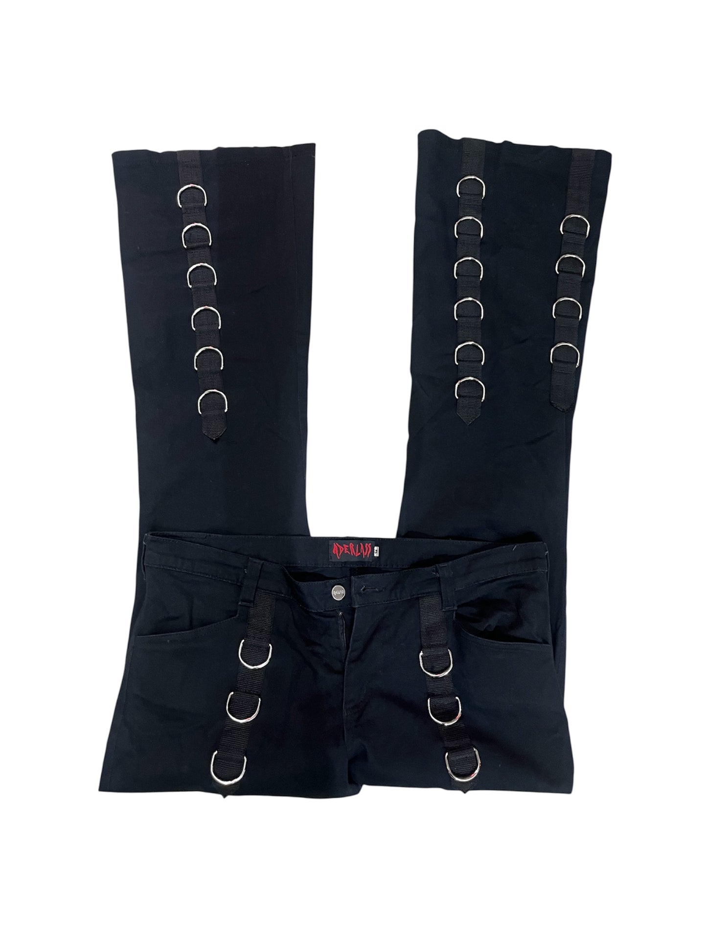 DERELISS Bondage Strap Pants – Black Hardware Trousers #11644
