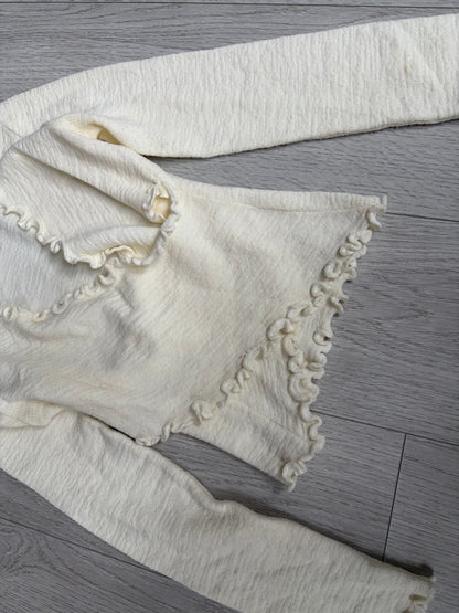 Féminine Ruffled Wrap Knit Top #13165