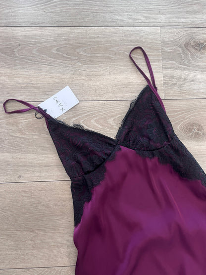 Silk Lace Slip Dress – Burgundy #12467
