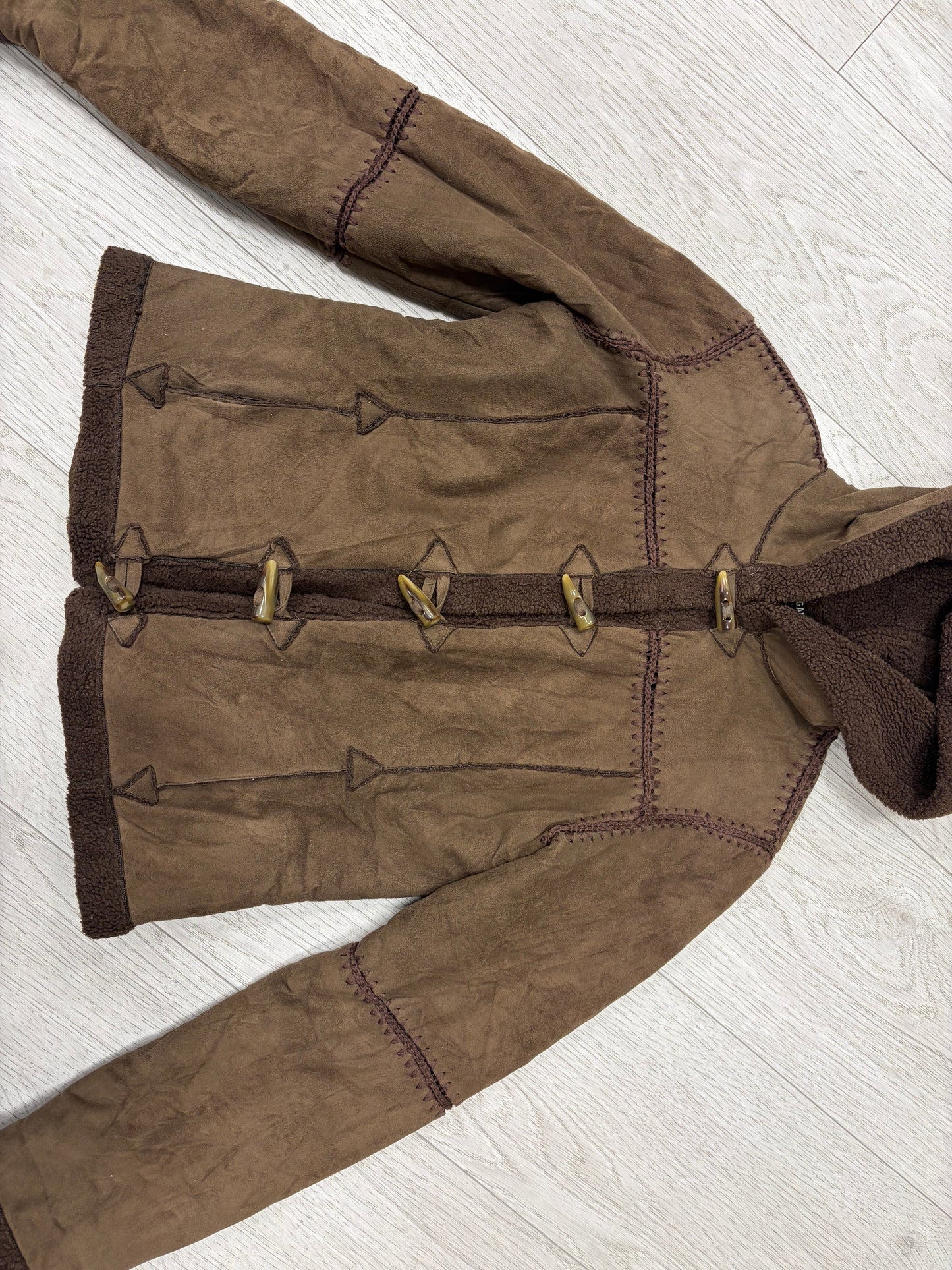Vintage Morgan Hooded Faux Shearling Jacket #13340