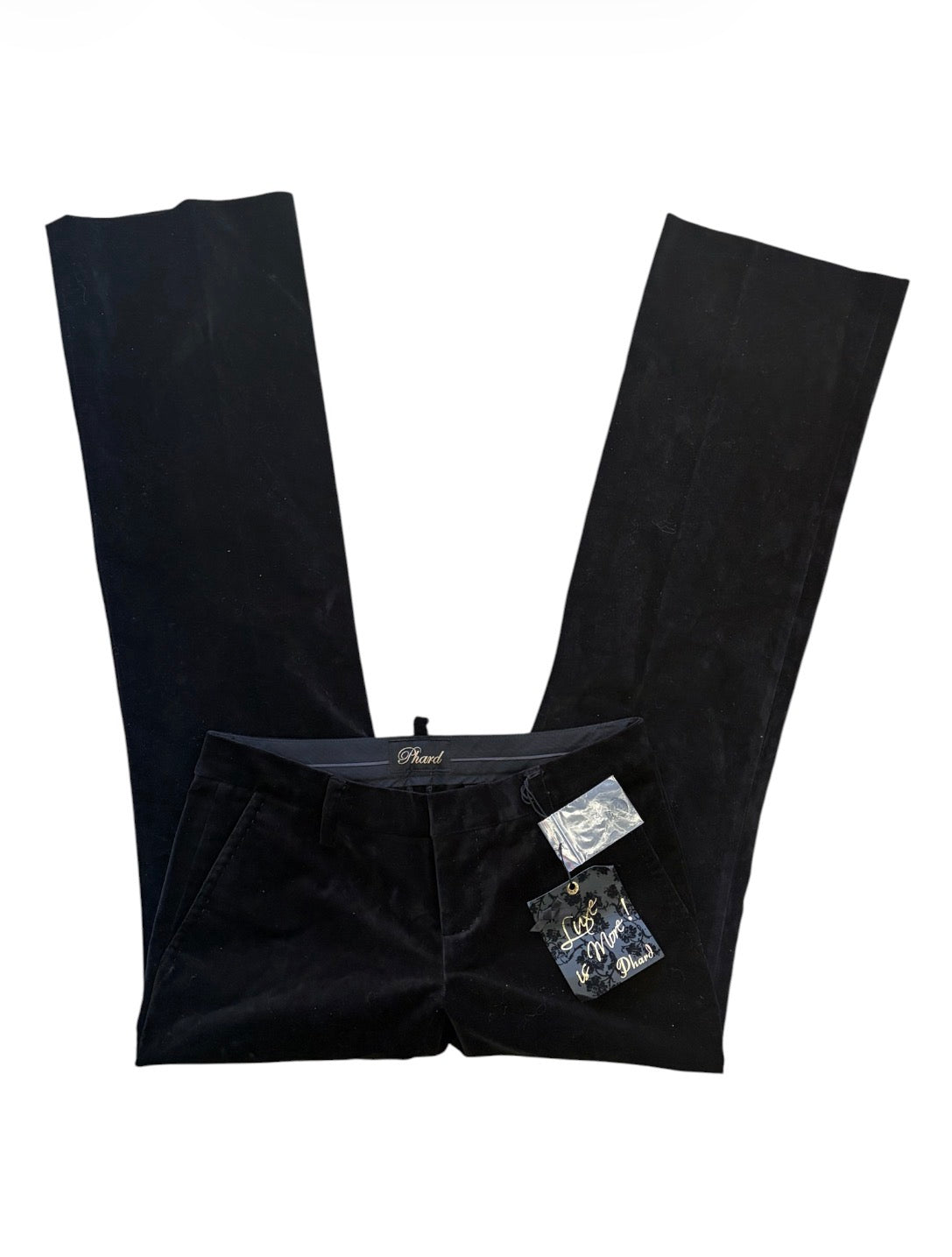 Phard Super Low Waist Black Velvet Trousers #13621