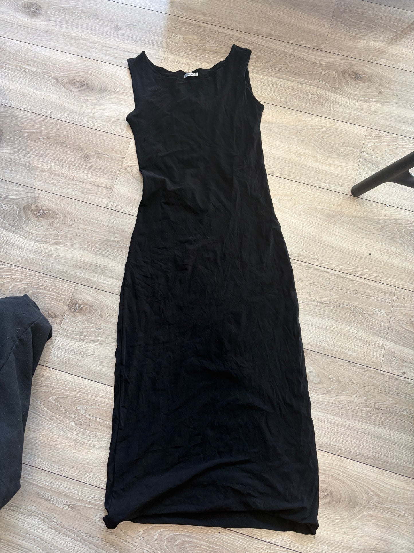 1990s Almeria Black Viscose Maxi Dress #13270