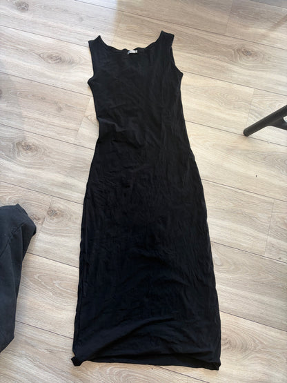 1990s Almeria Black Viscose Maxi Dress #13270